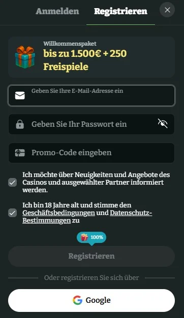 Boomzino Casino Registrierung